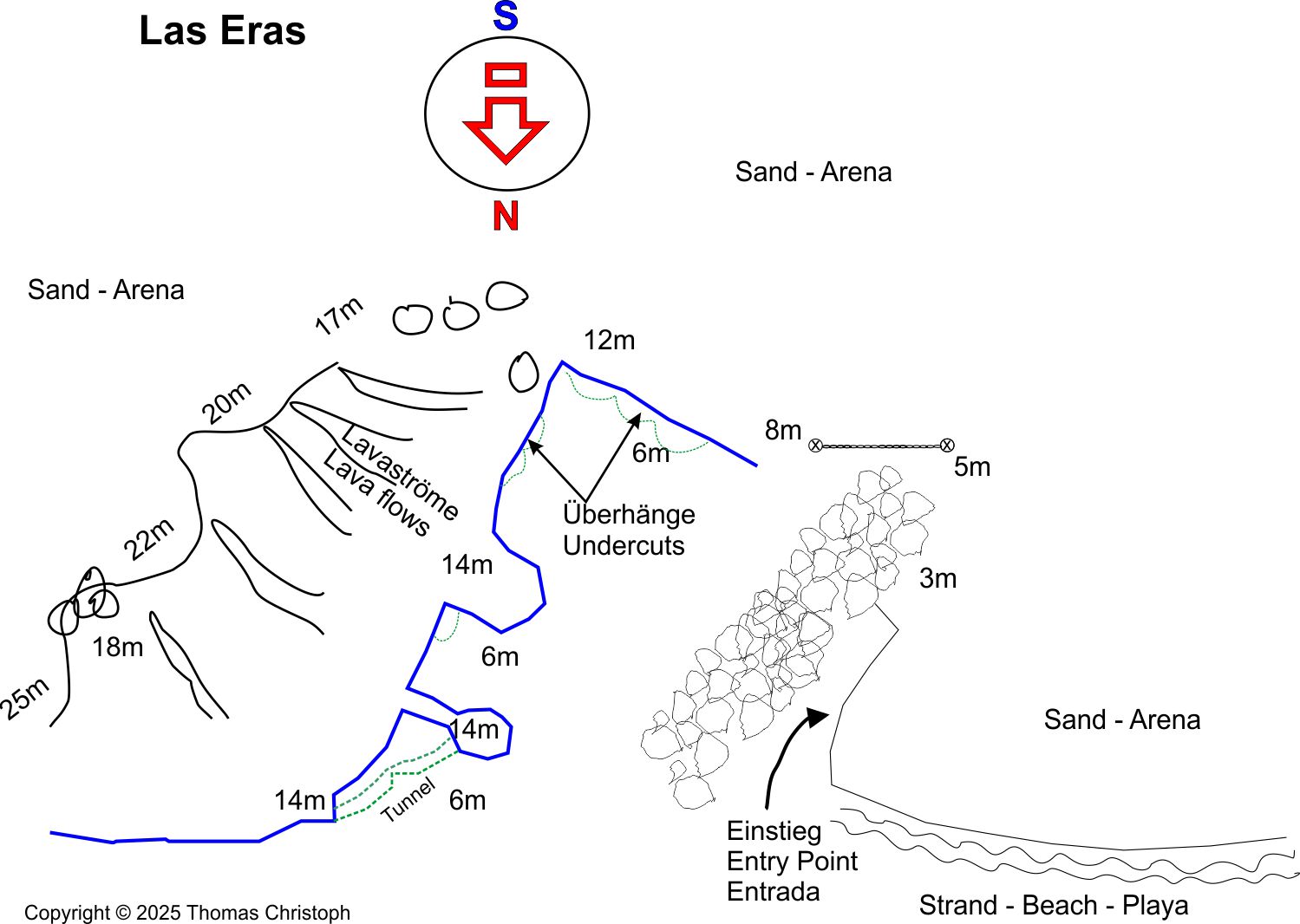 Map dive site Las Eras